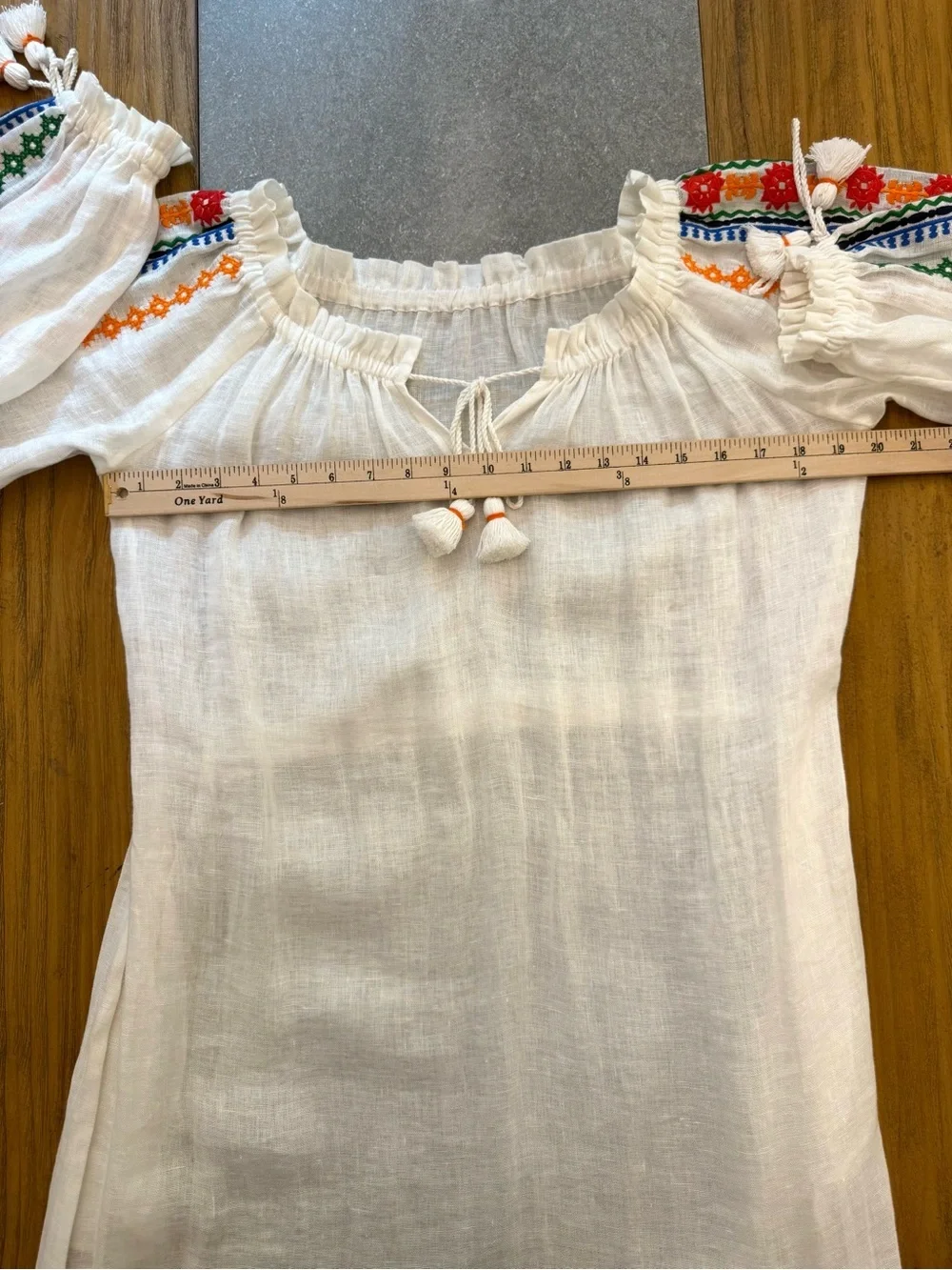 Tory Burch Embroidered Peasant Maxi Dress Cover-up On or Off Shoulder Small